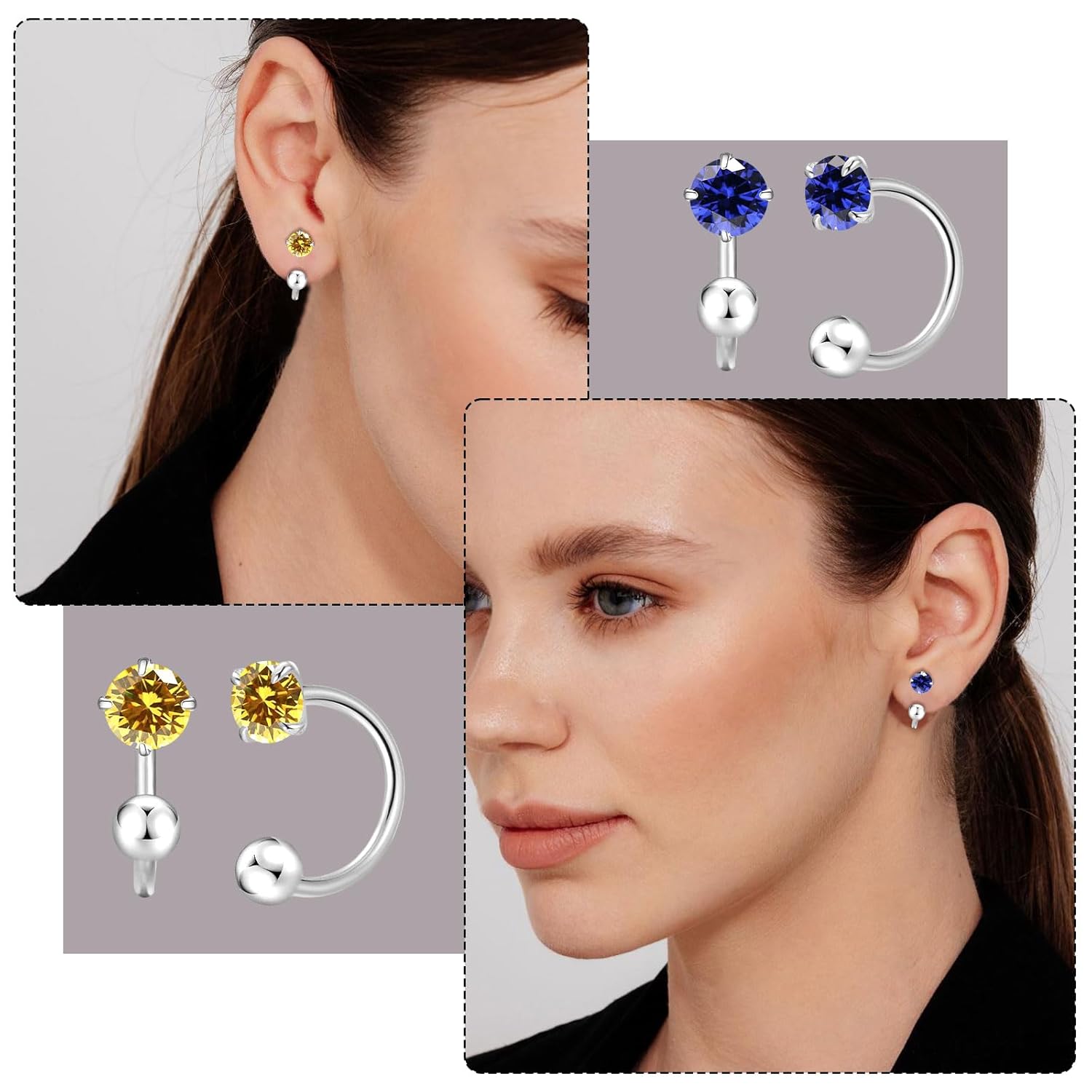 Huggie Half Hoop Earrings for Women Girl Tiny Cartilage Earring Birthstone Stud Earrings For Women Hypoallergenic Stud Earrings Cartilage Earring