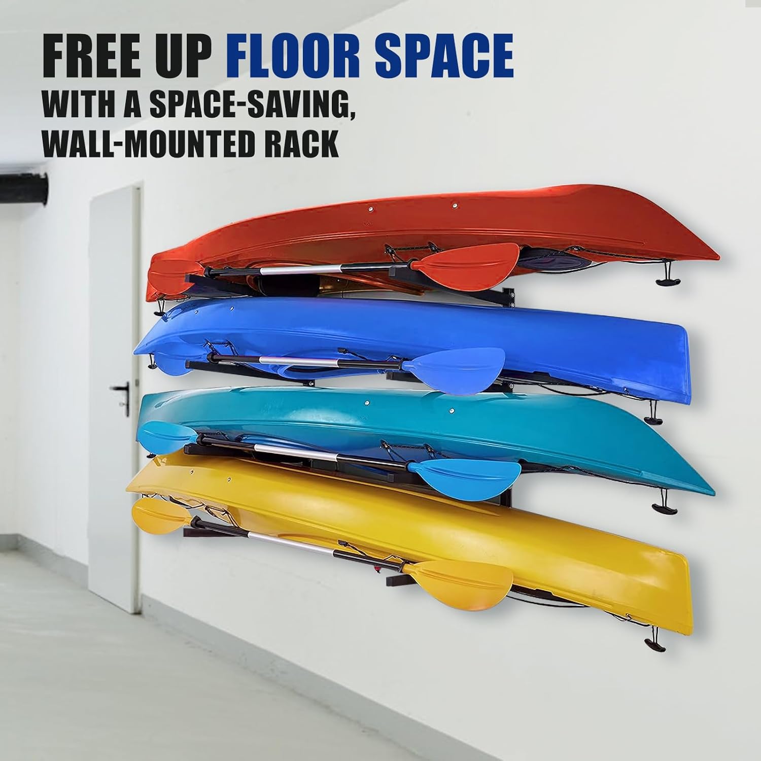 Estante de almacenamiento para kayak, estantes de pared resistentes para garaje y almacenamiento al aire libre, estante de almacenamiento para