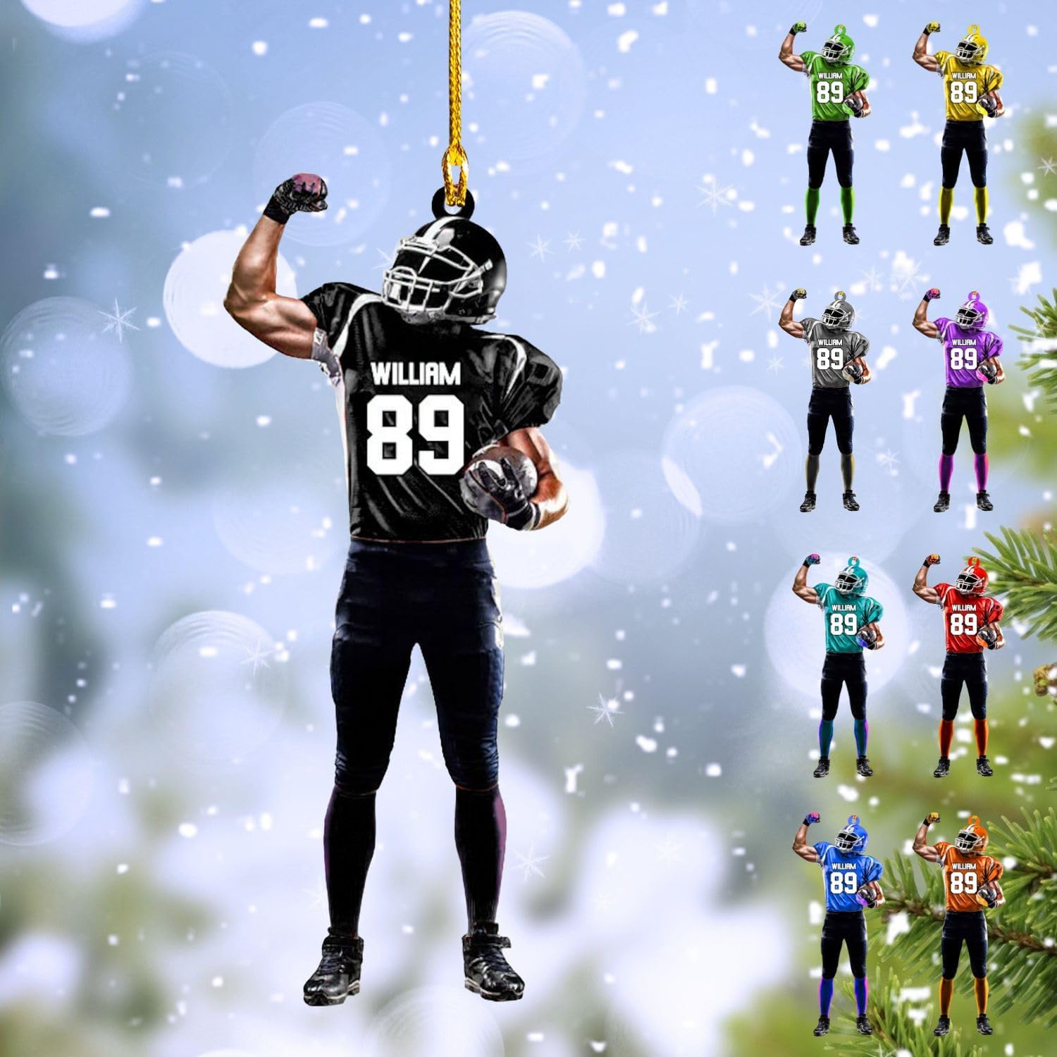 Podagree – Adornos de fútbol personalizados con nombre de 2023, adornos de Navidad de madera, adorno para colgar en el árbol de Navidad, decoración