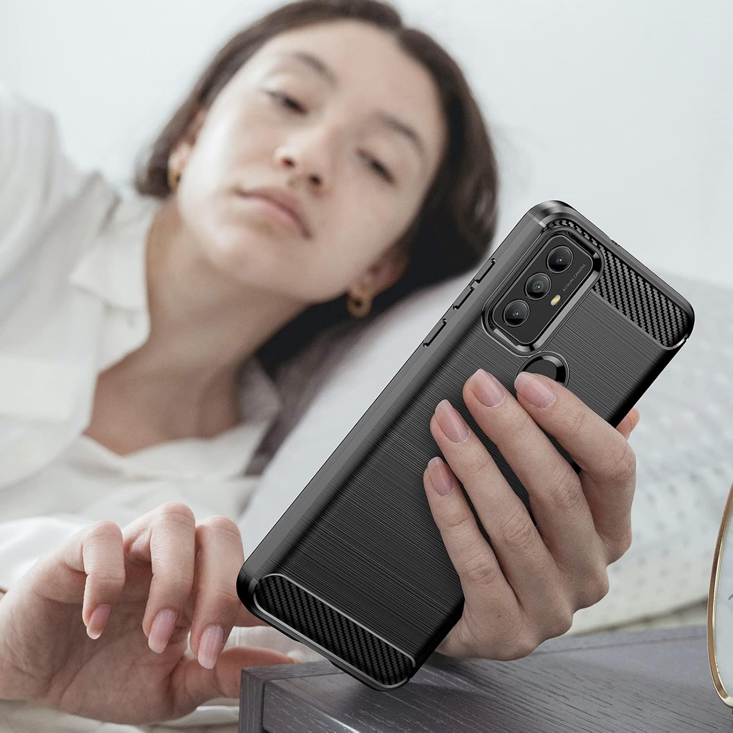 Funda para Moto G Play 2023, Motorola G Play 2023 con protector de pantalla HD, a la moda, absorción de golpes, flexible TPU parachoques de goma