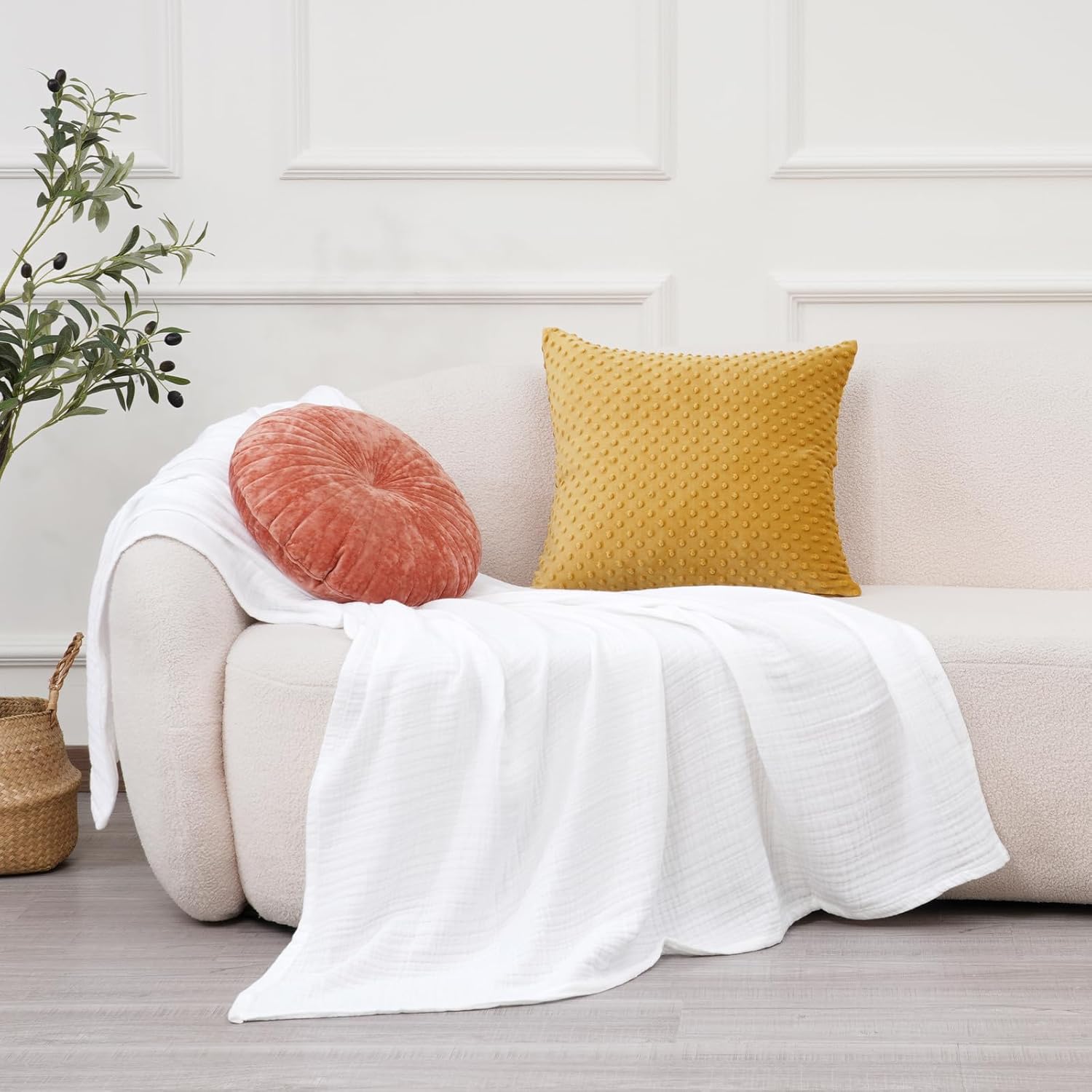 PHF – Manta de muselina 100% algodón para adulto, suave al tacto, transpirable y ligera, perfecta para la decoración del hogar, sofá, cama, para