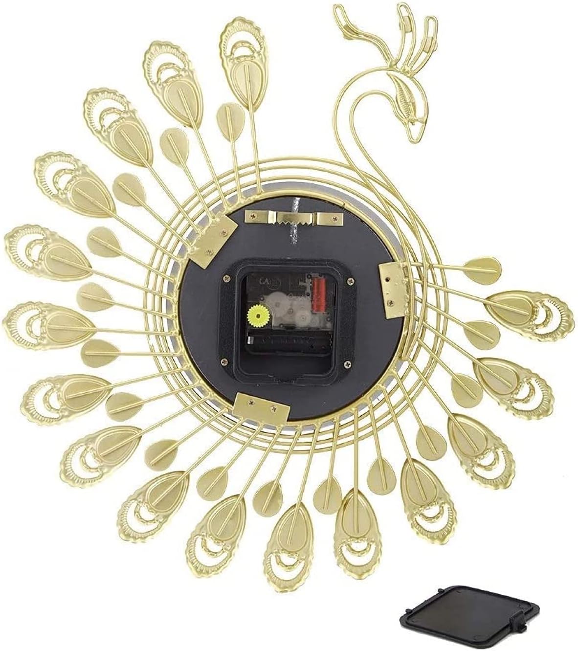 VIXPET Reloj de pared de pavo real, reloj de pared de pavo real, cristal 3D, forma de pavo real, sin tictac, reloj silencioso para sala de estar,