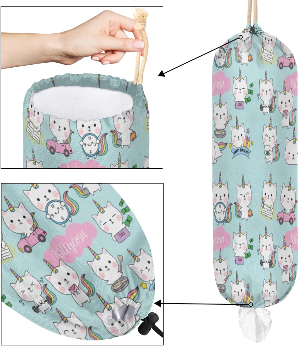 Soporte para bolsas de plástico para gatos de gatitos, reutilizable, organizador de montaje en pared, dispensador para gabinete de cocina, puerta,