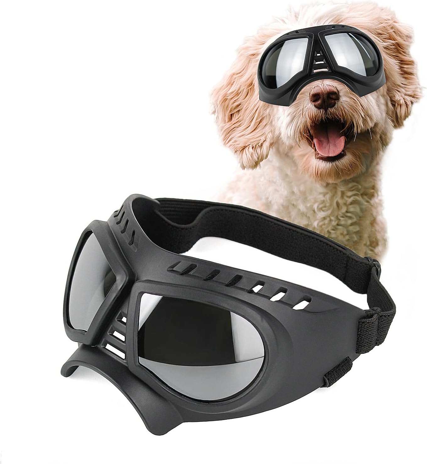 PETLESO Gafas de sol para perros de raza media, lentes de sol para perros medianos y cachorros, protección UV, para conducir perros, senderismo,