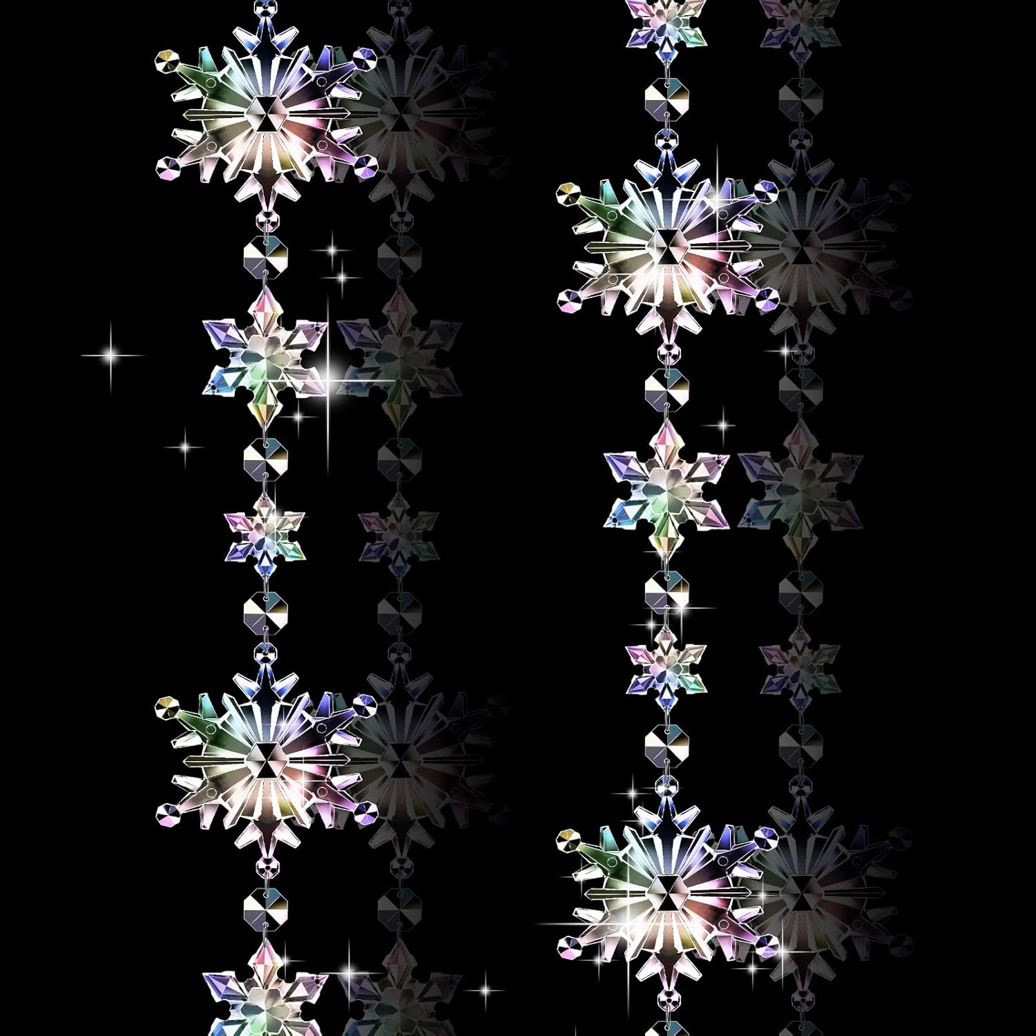 Guirnalda de árbol de copo de nieve de Navidad, guirnalda colgante de copos de nieve de cristal, adornos para árbol de Navidad, adornos temáticos de