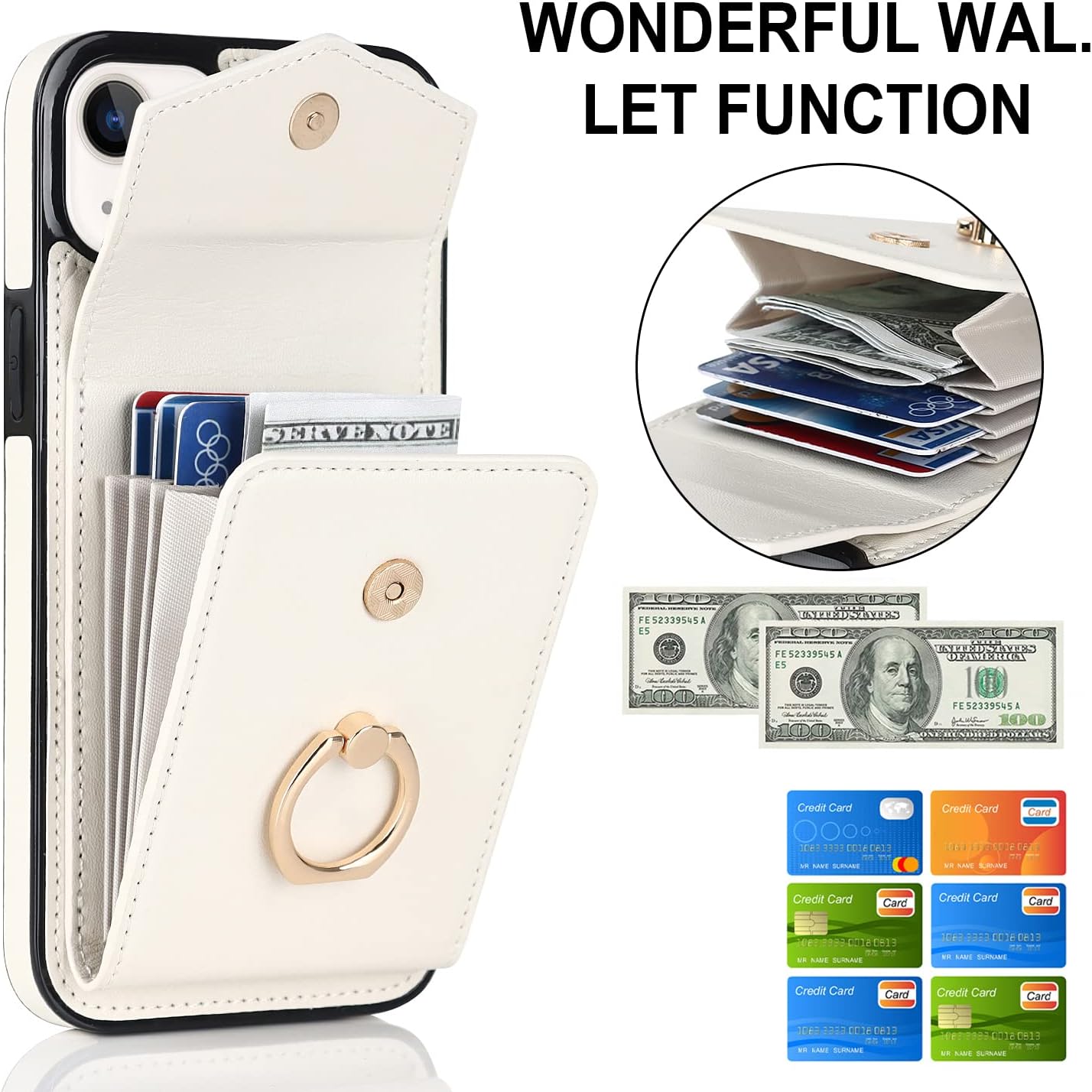 Asuwish Funda de teléfono para iPhone 13 Mini de 5.4 pulgadas con protector de pantalla de vidrio templado y anillo RFID, tarjetero para celular