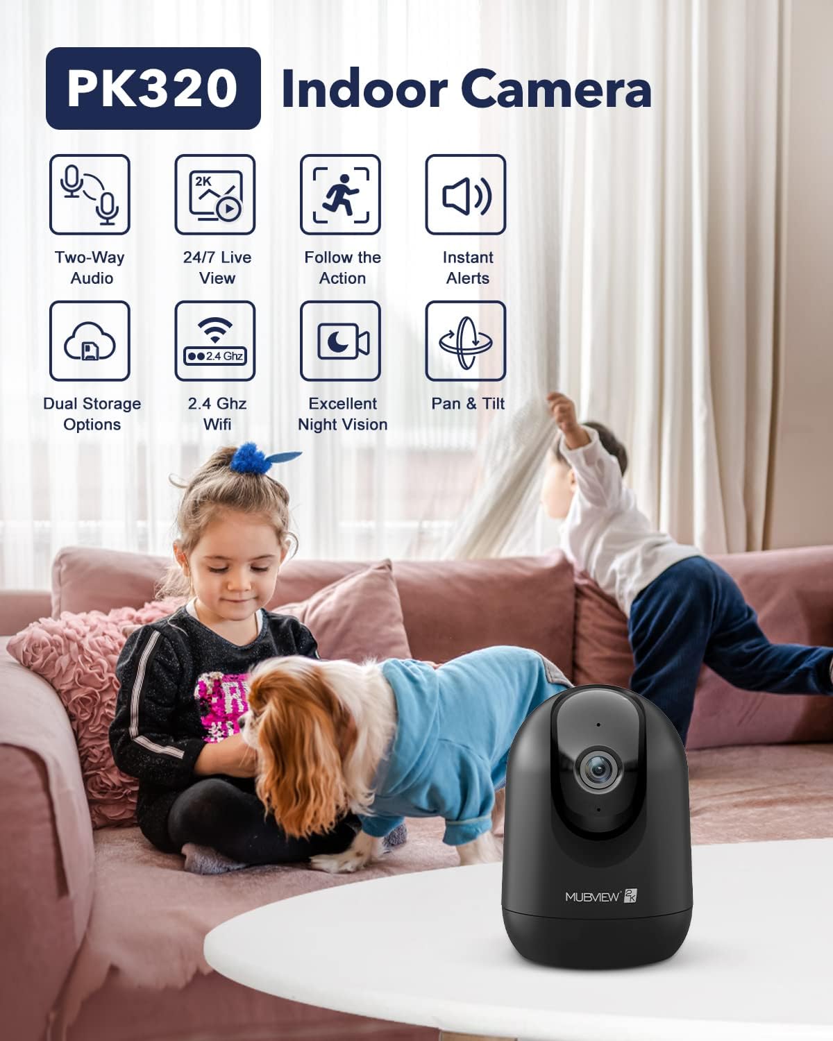 MUBVIEW Cámaras de seguridad inalámbricas para exteriores para el hogar, cámara de timbre de video WiFi con cámara de voz, detector de movimiento,