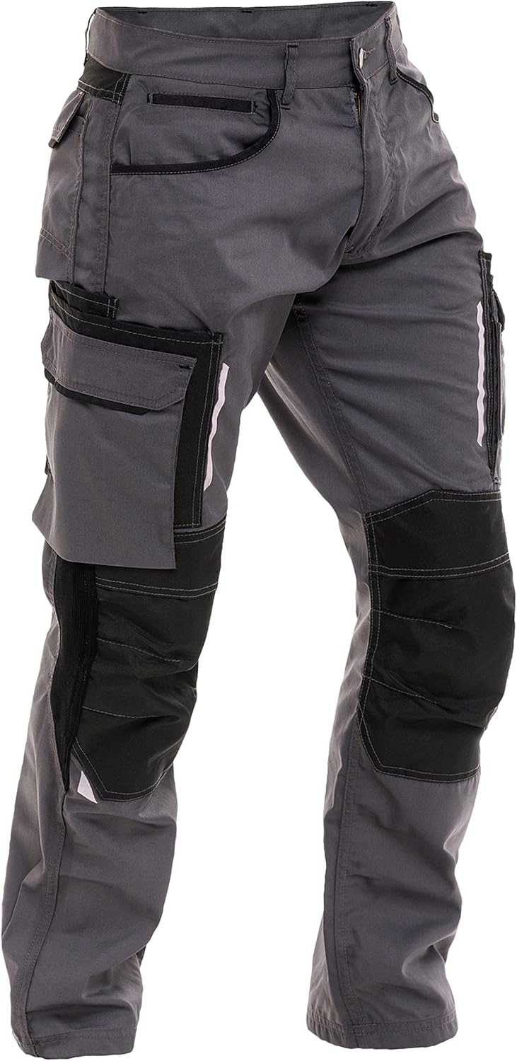 Pantalones de construcción para hombre, pantalones de trabajo resistente, para carpintero, refuerzo de rodilla, pantalones de seguridad Cordura