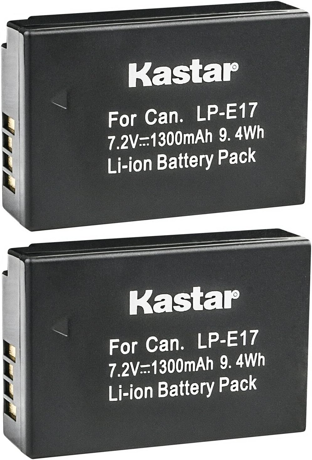 Kastar Paquete de 2 baterías de repuesto LP-E17 para Canon Rebel SL2, EOS Rebel T6i, EOS Rebel T6s, EOS Rebel T7i, EOS Rebel T8i, EOS M3, EOS M5,