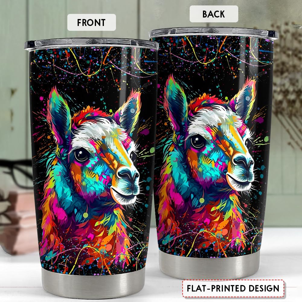 SANDJEST Vaso de llama de 20 onzas, regalos de llama para mujeres, niñas, adolescentes, vasos aislados de acero inoxidable, taza de viaje para café,