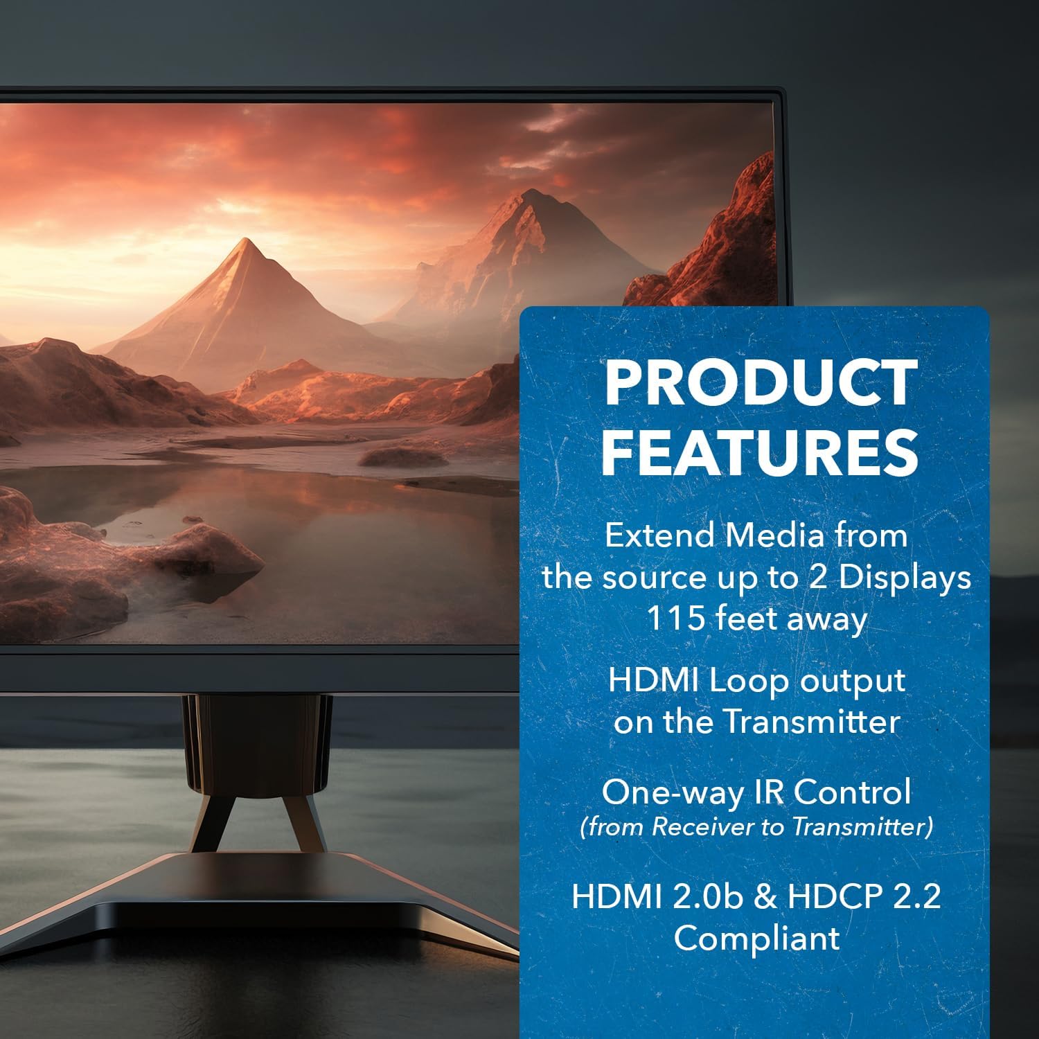 OREI Divisor extensor HDMI 1×2 4K por cable múltiple a través de un solo cable CAT67 4K 60Hz 444 HDCP 2.2 con gestión EDID remota IR – hasta 115