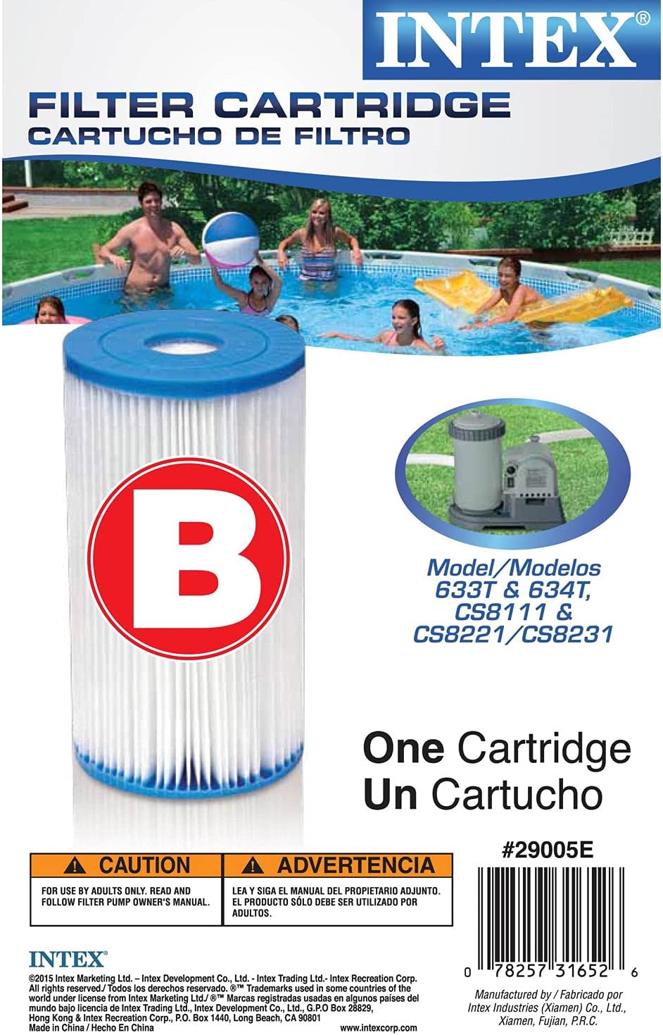 Intex 29005E – Cartucho de bomba de filtro de material Dacron de repuesto para piscina tipo B (6 unidades)