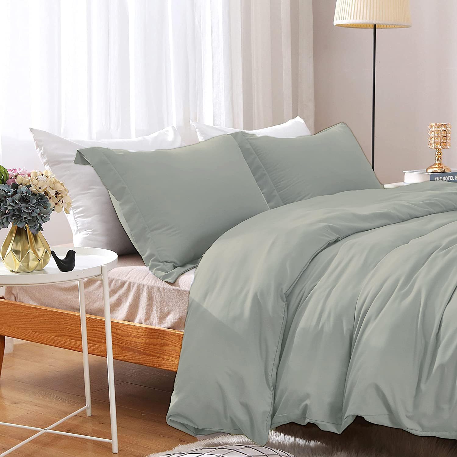 Juego de funda de edredón de 3 piezas de 800 hilos con 2 fundas de almohada, 100% algodón de fibra larga para cama de tamaño King de gran tamaño (98