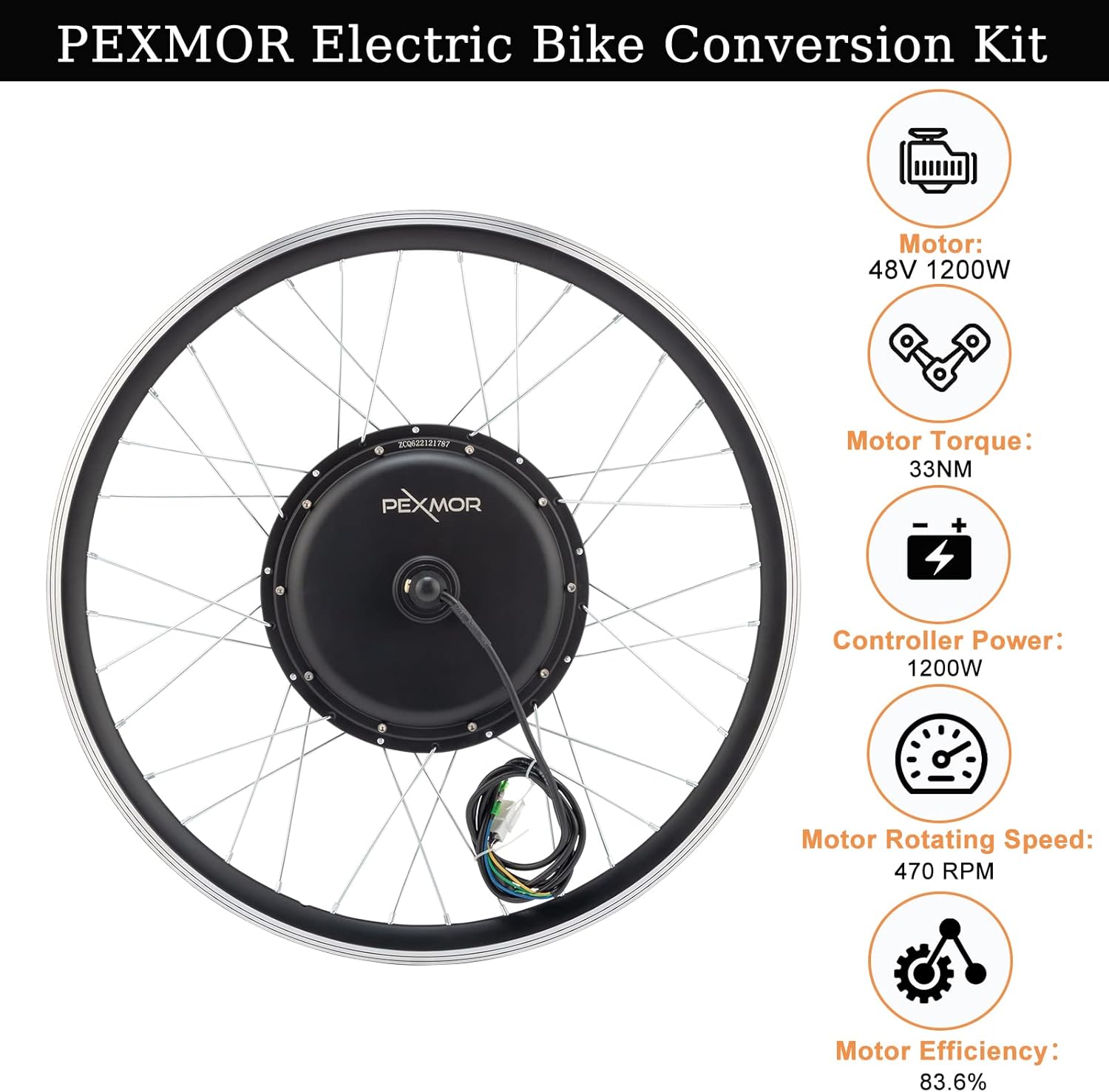 PEXMOR Kit de conversión de bicicleta eléctrica, 48 V, 1200 W, 26 pulgadas, rueda delanteratrasera, kit de conversión de bicicleta eléctrica, kit de