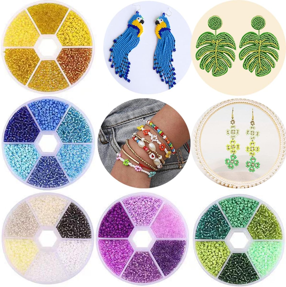 1 caja de 3900 cuentas de semillas de vidrio de color mixto de 0.079 pulgadas, espaciador redondo pequeño, cuentas checas sueltas para hacer joyas,