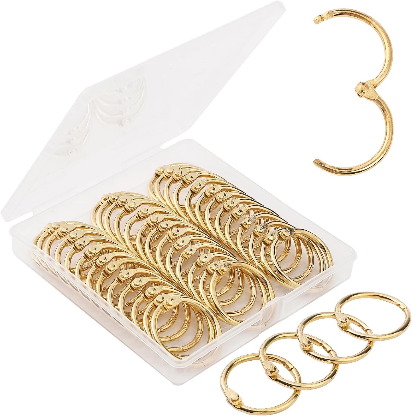 Mr. Pen – Anillo para carpeta de hojas sueltas, paquete de 40, anillos dorados de 1 pulgada, anillos de libro, anillos de metal para tarjetas de