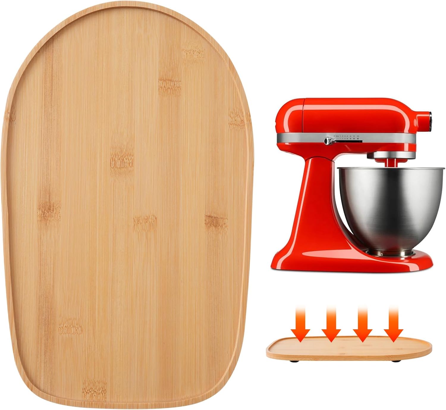 Bamboo Sliding Mat for Kitchenaid Mixer, Compatible with Kitchenaid 3.5 QT Artisan Series Tilt-Head mixer,Mixer Mover Slider Mat Pad,Kitchen