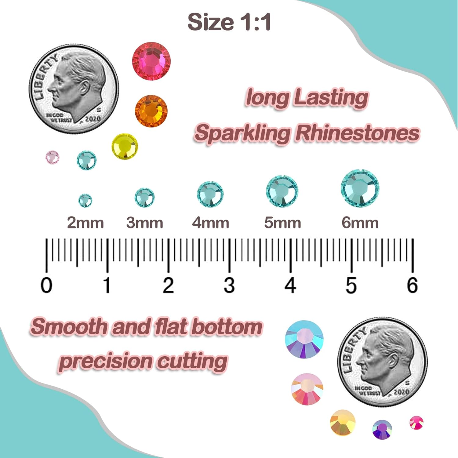 10000 diamantes de imitación de resina de 0.118 pulgadas con parte trasera plana para manualidades, diamantes de imitación aguamarina con parte