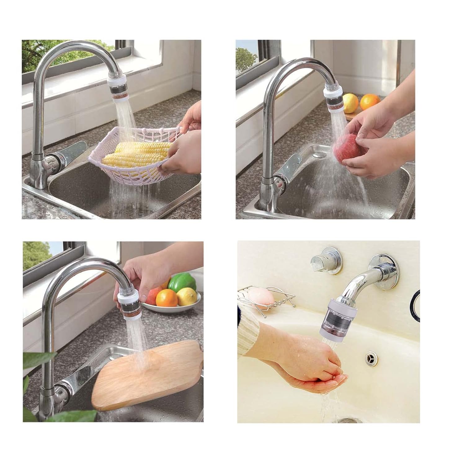 Paquete de 2 filtros de agua para grifo con piedra médica magnetizada, purificador de agua del grifo del grifo, filtro de agua de flujo rápido para