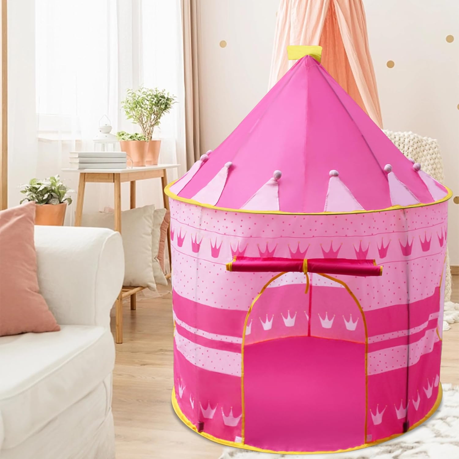 Tienda de campaña Princess Castle, tienda de campaña desplegable para niños, fácil de limpiar, tienda de campaña plegable para interiores y