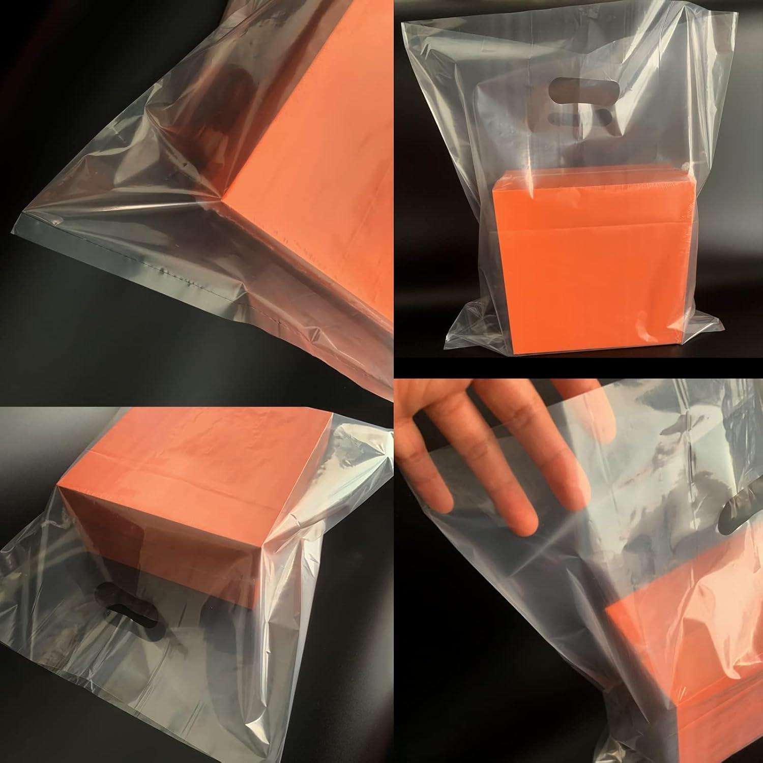 Paquete de 50 bolsas de plástico transparente extra grandes de 26 x 26 pulgadas con asas, feria comercial, recuerdos de fiesta y múltiples ocasiones
