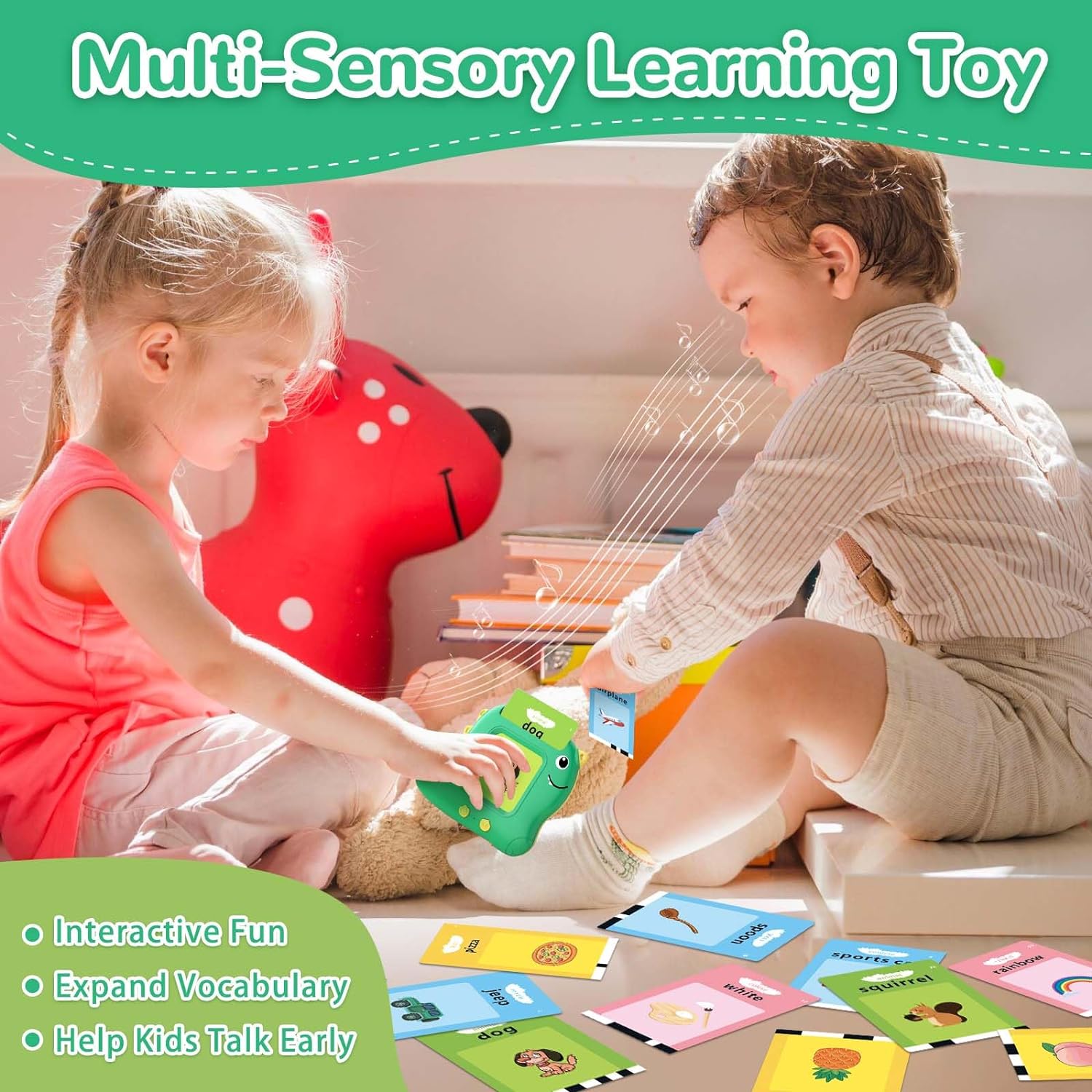 Juguetes para niños pequeños con 510 palabras visuales, juguetes de aprendizaje Montessori para niños pequeños de 1-3, 2-4, juguetes sensoriales de