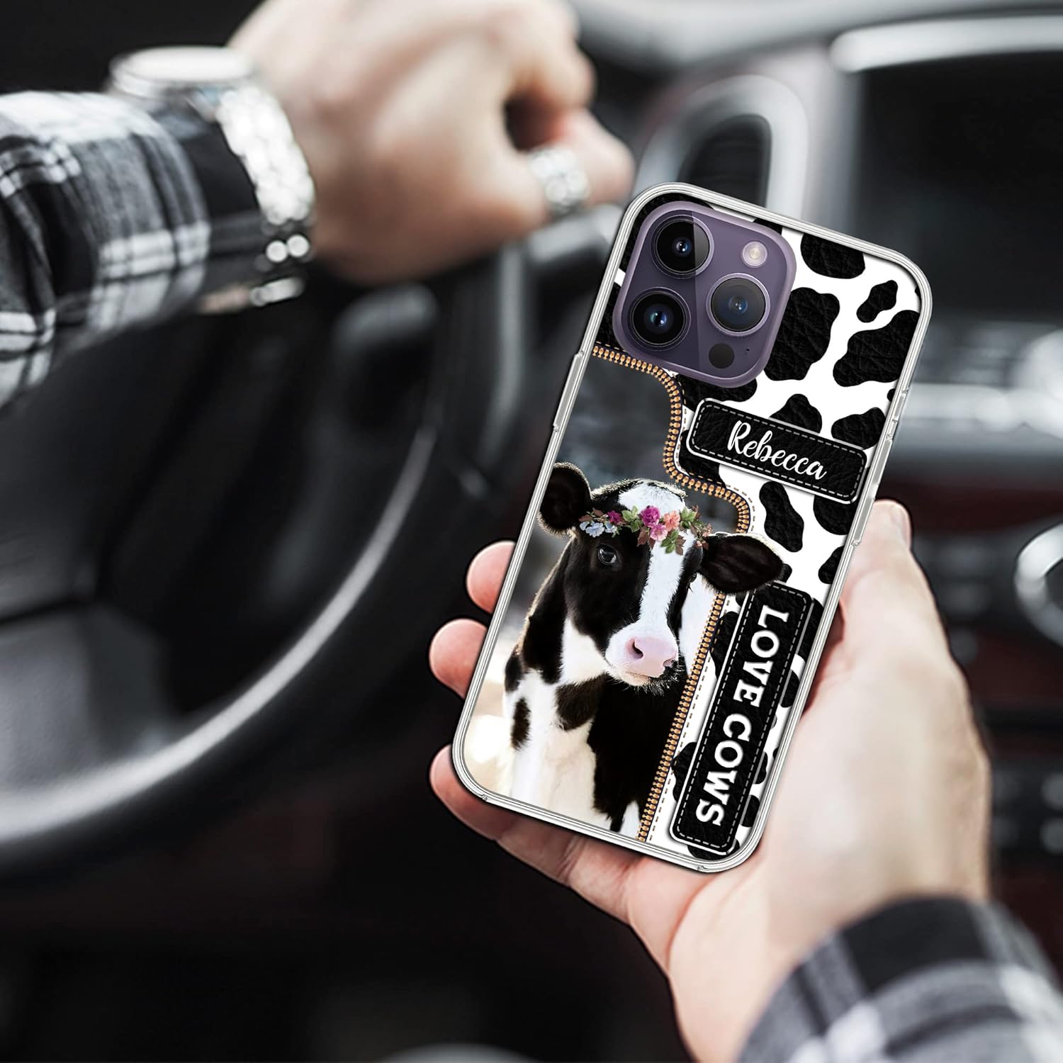 CASEZILY Funda personalizada para teléfono con estampado de vacas y animales para mujeres y niñas, compatible con iPhone 15, 14, 13, 12, 11, X, Xs,