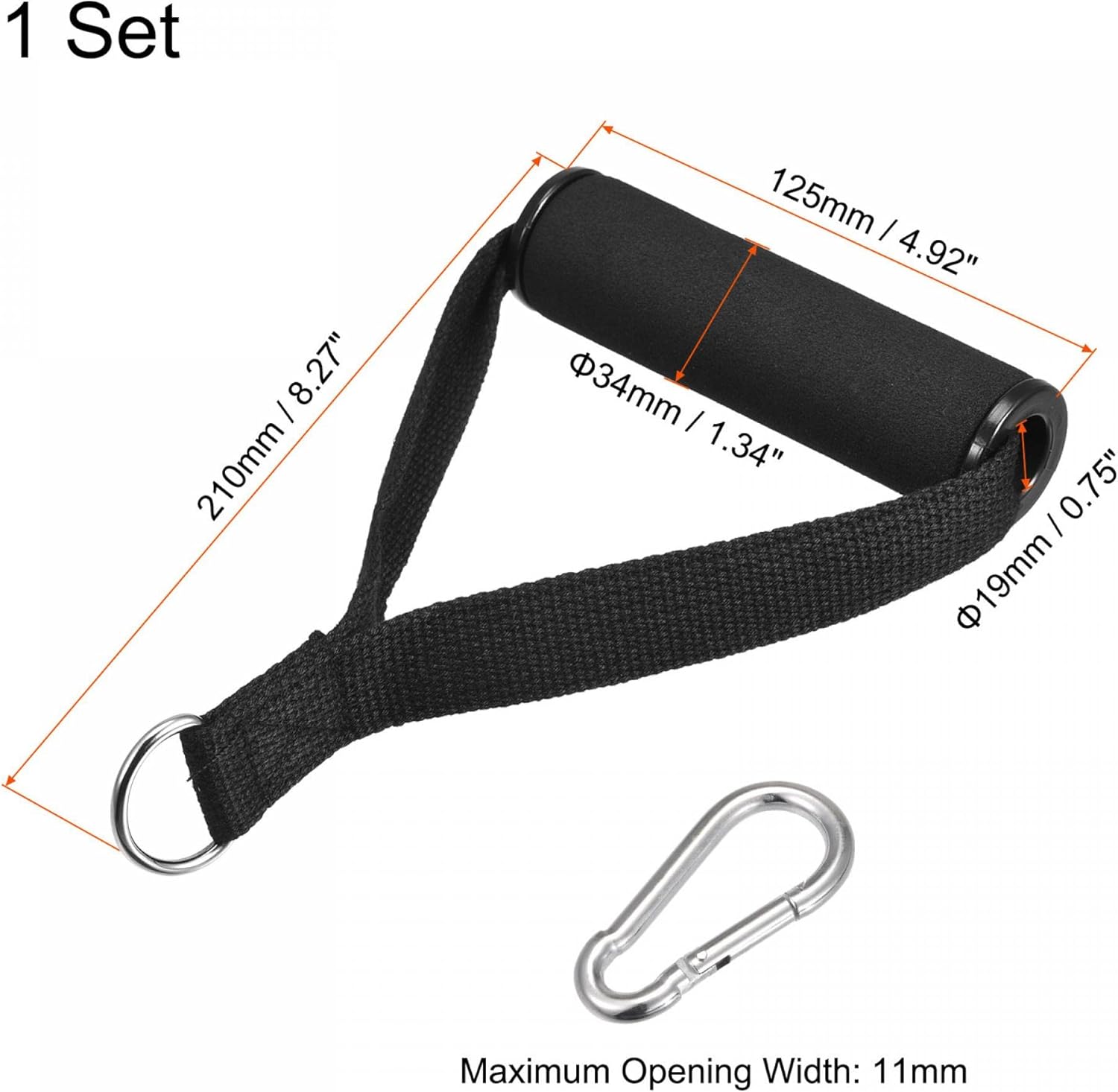 uxcell Asas de banda de ejercicio de resistencia, agarres de espuma con clips grandes para máquina de cables, 1 juego