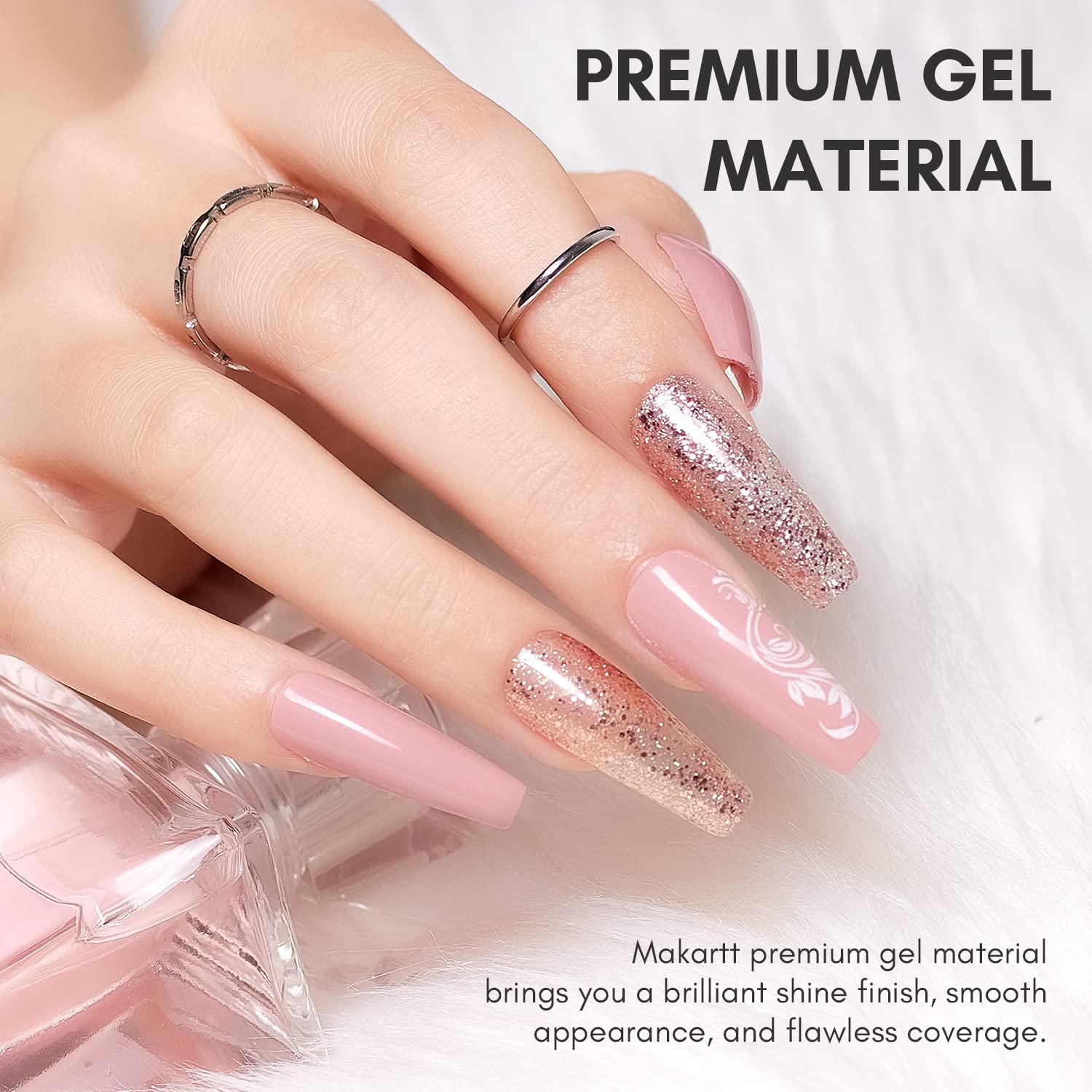 Makartt Kit de esmalte de uñas de gel, 6 colores, blanco, nude, rosa, juego de regalo de belleza, esmalte de uñas de color primavera, esmalte de