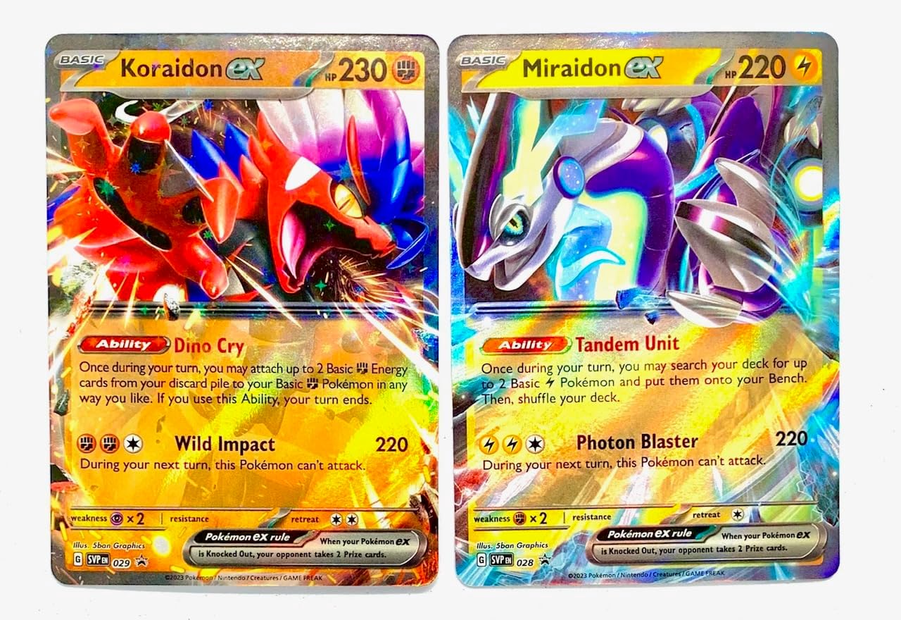 Miraidon Ex & Koraidon Ex – Escarlata y violeta – Lote de cartas Pokemon – SVP028 y SVP029 – Black Star Promo