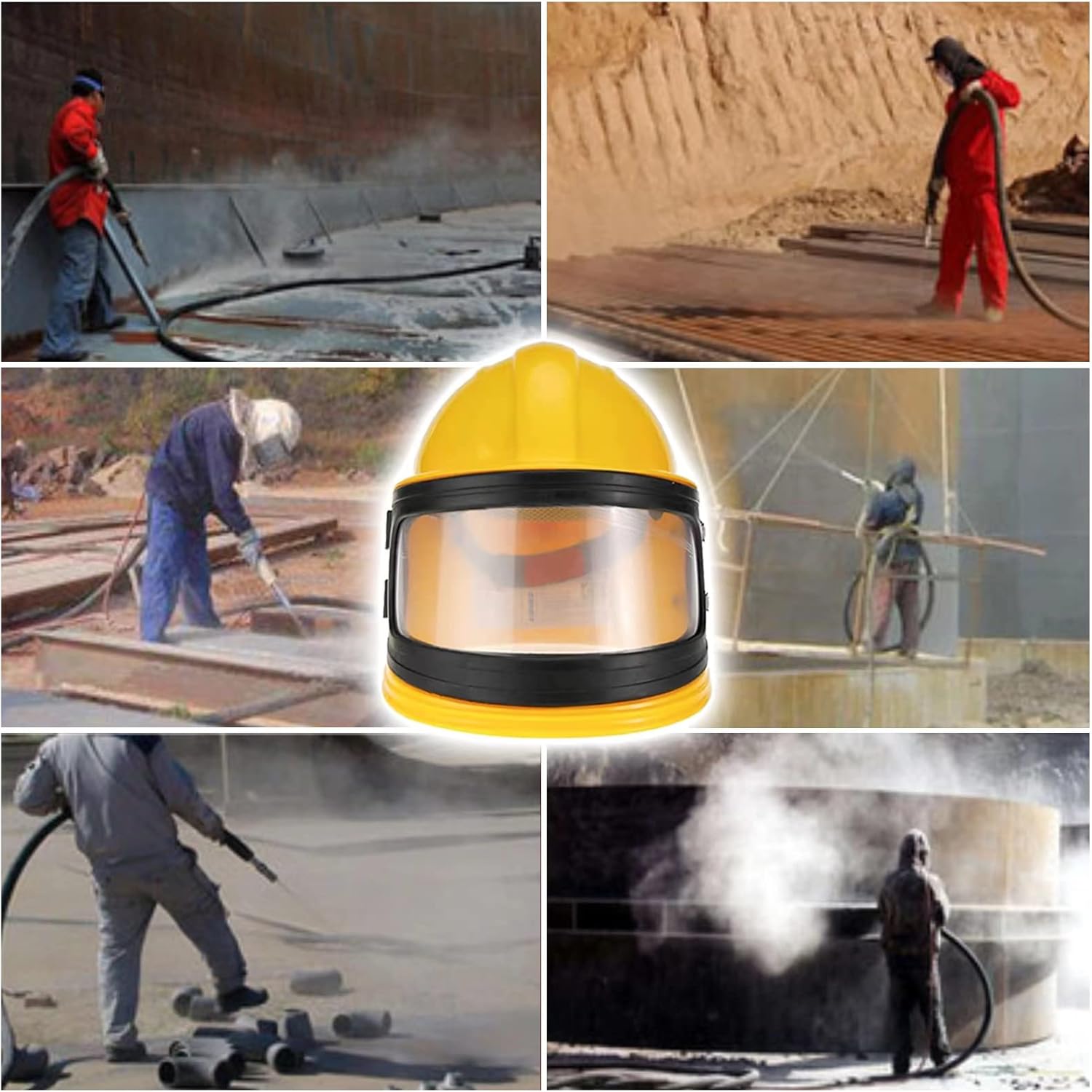 ABX Cascos de soldadura con chorro de arena para hombres, herramienta de protección de cabeza de seguridad suministrada por aire, para pulverizar,