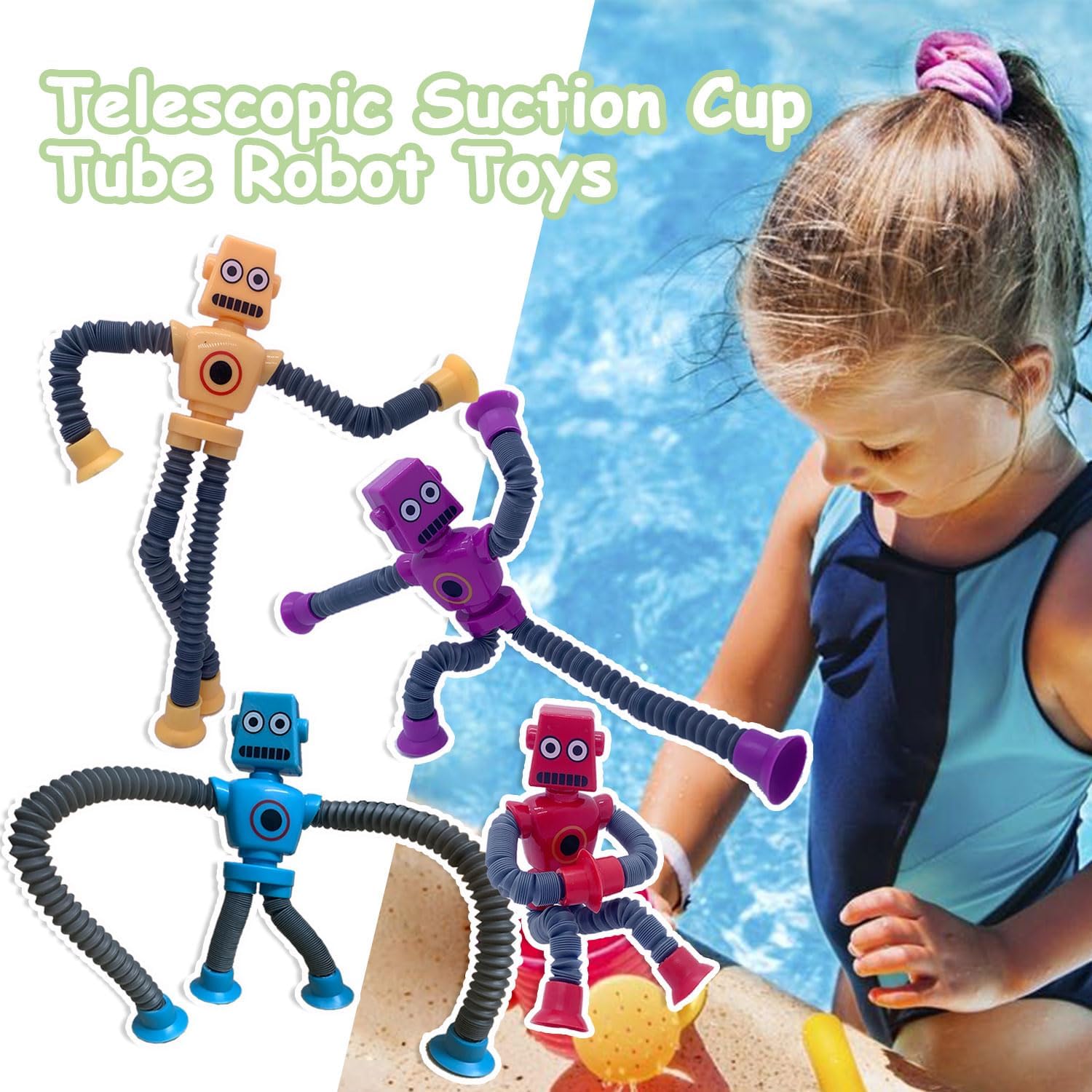 Whongkidz Juguetes robóticos de tubos para reventar, 4 paquetes telescópicos de ventosa robótica, juguetes sensoriales para autismo para niños y