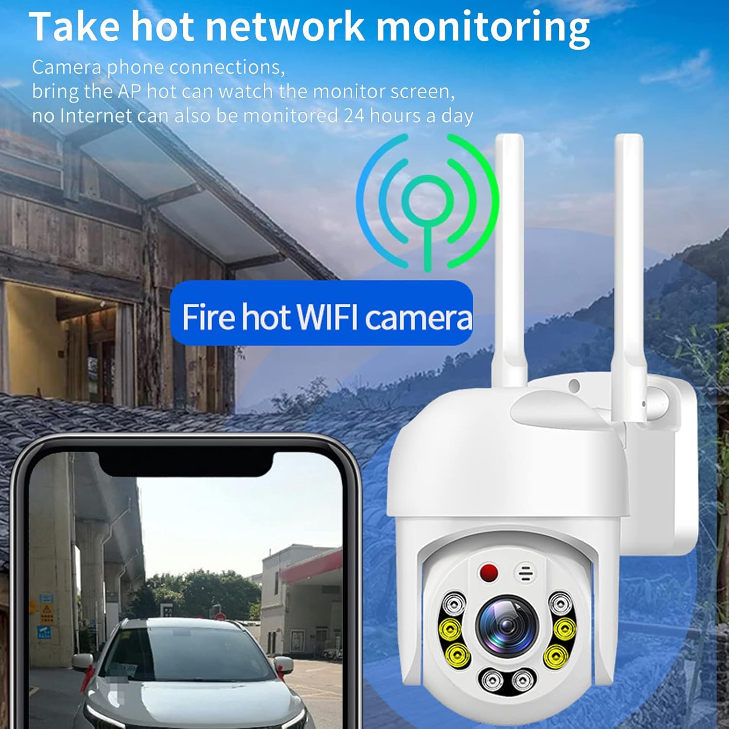 Cámara de seguridad inalámbrica para exteriores, 5G de doble banda 360, cámara WiFi, impermeable, cámaras de seguridad para exteriores con detección
