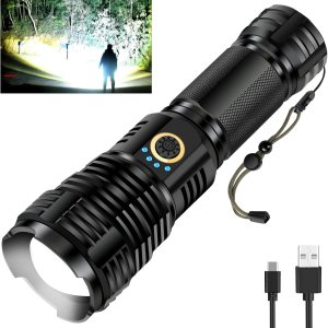 MAOKE BOLE Linternas de alto lúmenes, linterna LED recargable súper brillante 40000 lúmenes XHP70.2, linternas tácticas de alta potencia, potente MAOKE BOLE Linternas de alto lúmenes, linterna LED recargable súper brillante 40000 lúmenes XHP70.2, linternas tácticas de alta potencia, potente