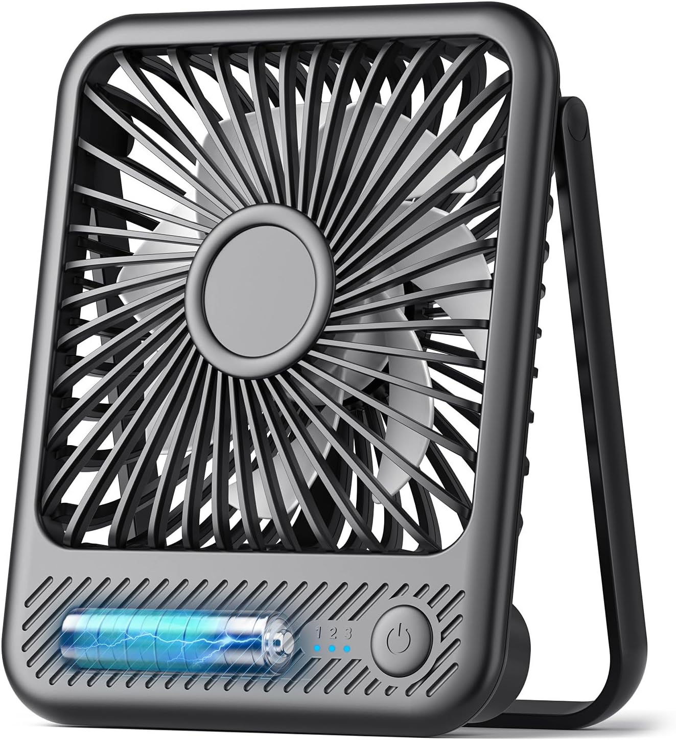 Koonie Ventilador de escritorio, ultra silencioso de 2.5 a 11 horas, pequeño ventilador USB con viento fuerte, plegable de inclinación de 180 y 3
