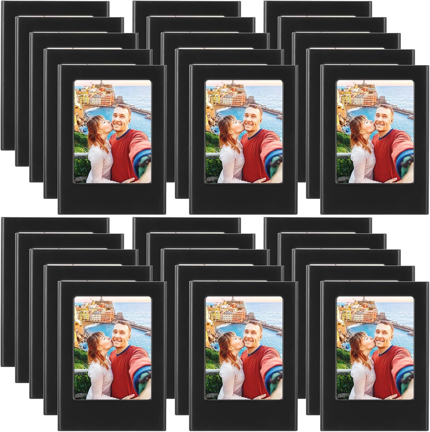 Paquete de 30 mini portarretratos magnéticos de 2 x 3 pulgadas, imán para refrigerador, portarretratos para mesa, juego de marcos de fotos