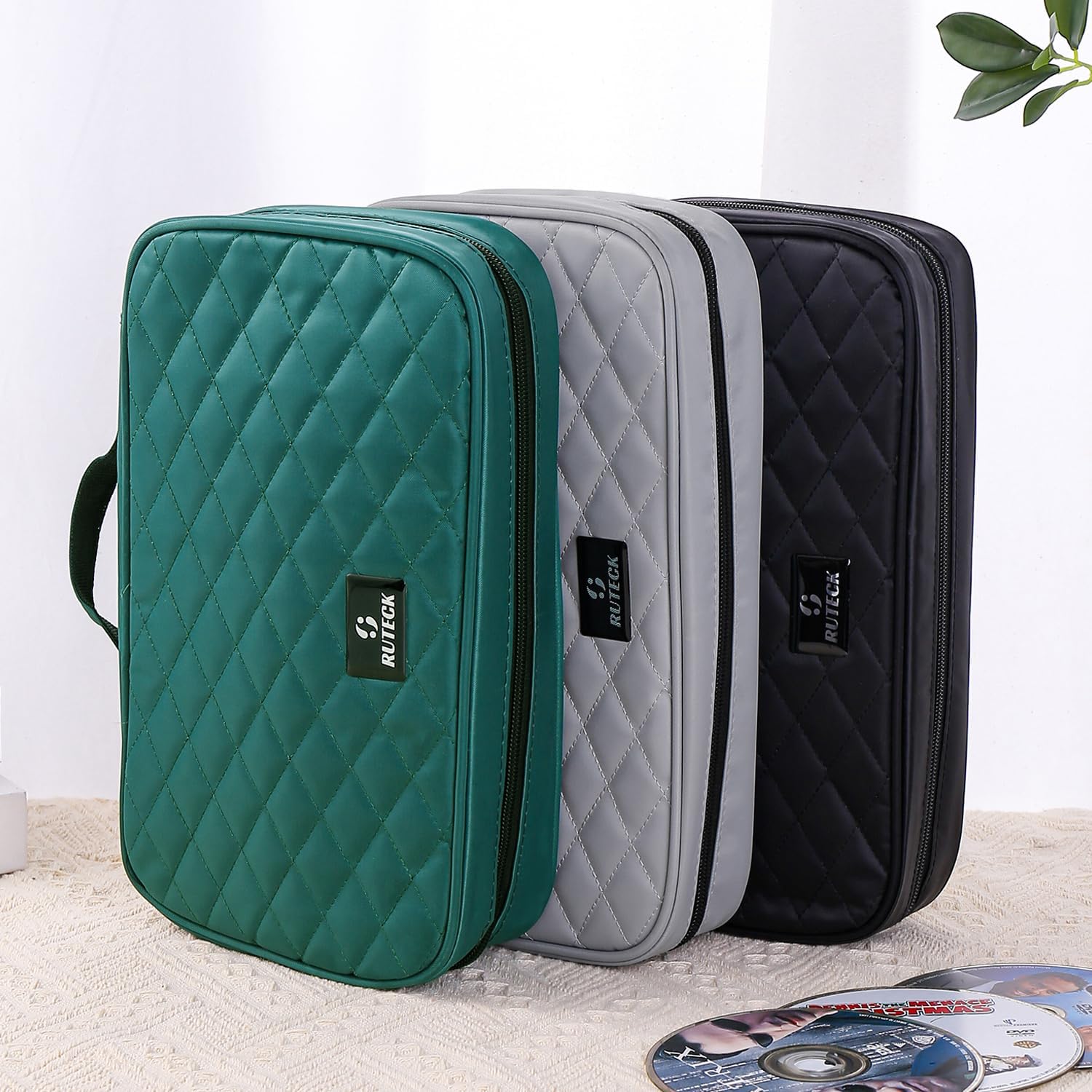 RUTECK Estuche para CD y DVD, estuche de almacenamiento de DVD, organizador de CD para coche, funda de DVD, carteras de CD, carpeta de videojuegos
