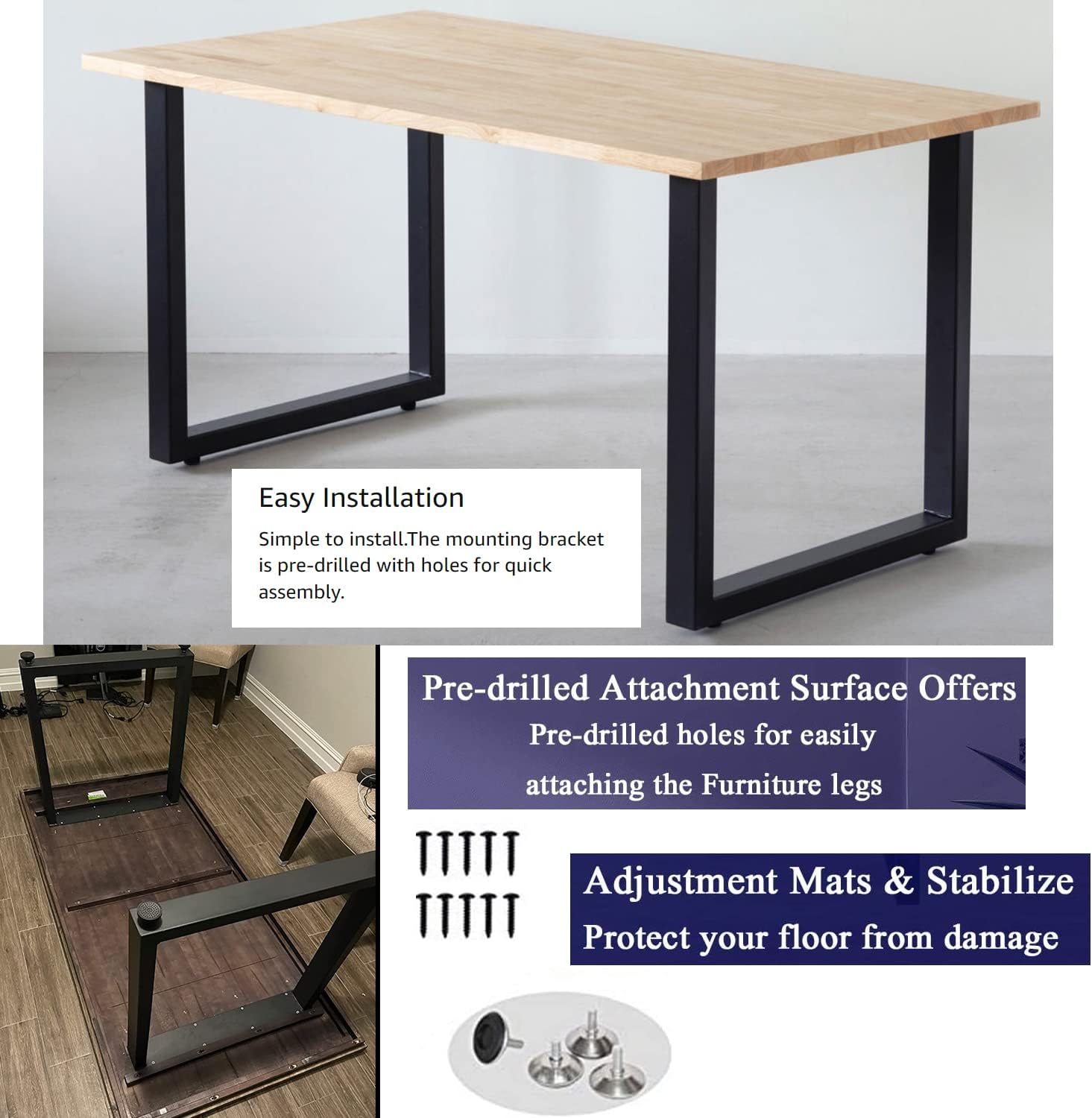 Patas de metal para mesa de café, patas de 28 pulgadas, patas de muebles de oficina, patas de escritorio para computadora (28 x 36 pulgadas), 2