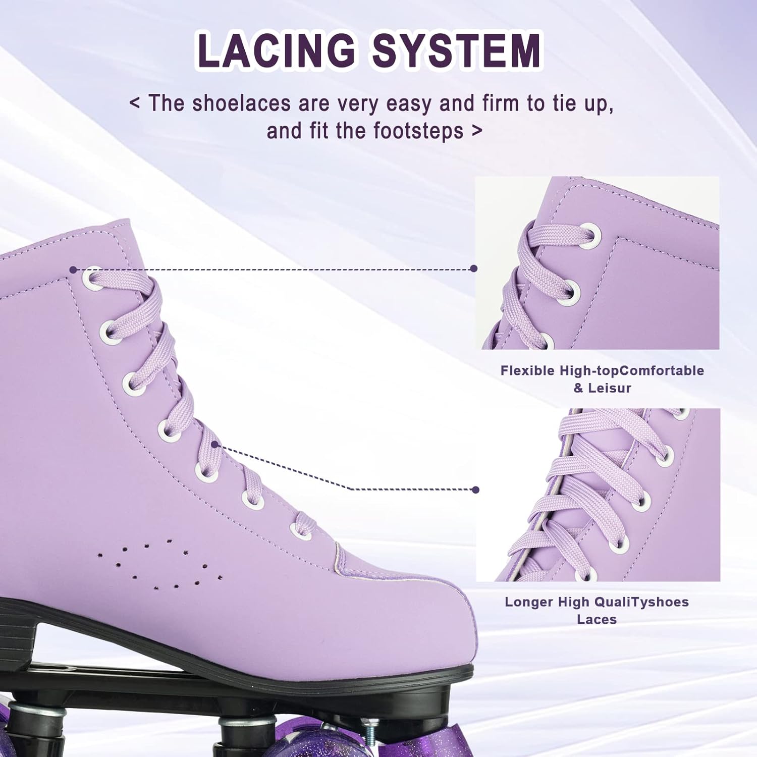 Hurber XUDREZ – Patines de ruedas de piel sintética de doble fila para mujer