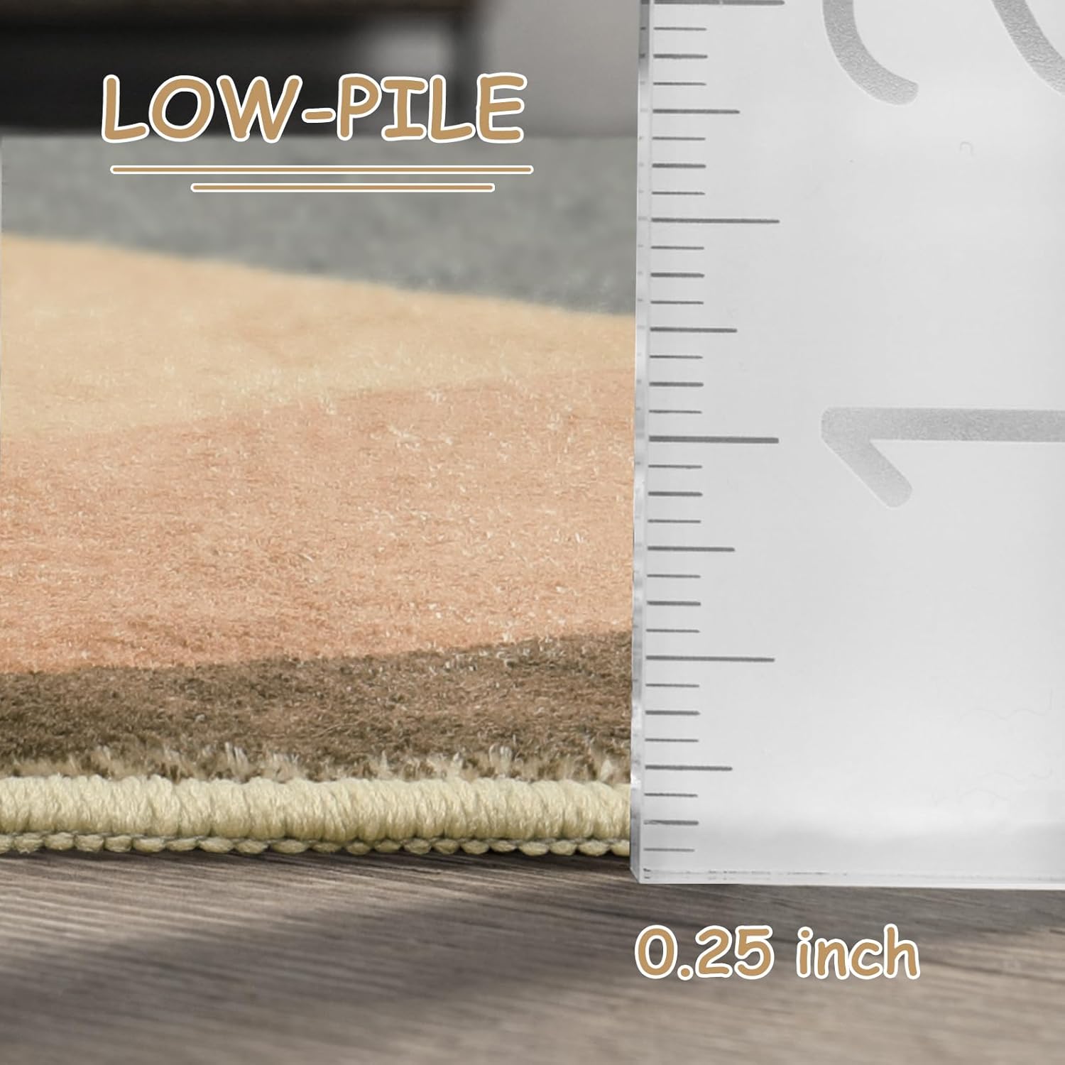 Alfombra redonda abstracta de 3 pies, elegante, lavable, antideslizante, para suelo de montaña, suave, de pelo bajo, para interiores, para