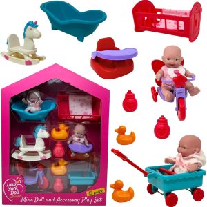 Mini juego de muñecas de bebé, juego de muñecas pequeñas con accesorios para muñecas pequeñas y muebles de muñeca de 5 pulgadas, mini muñecas para Mini juego de muñecas de bebé, juego de muñecas pequeñas con accesorios para muñecas pequeñas y muebles de muñeca de 5 pulgadas, mini muñecas para