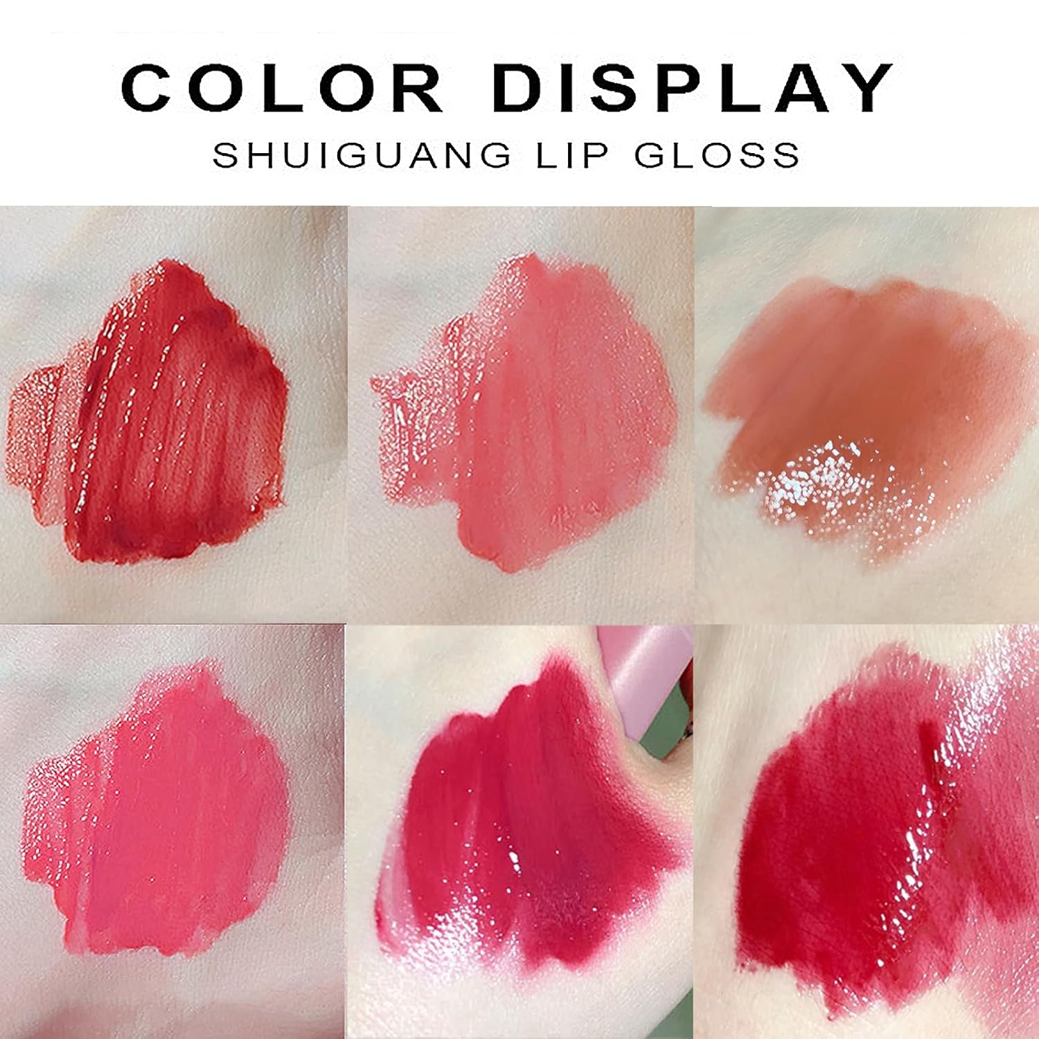 Juego de 6 brillos de labios rosa corazón, color vivo, acabado jugoso y brillante, tinte hidratante de larga duración altamente pigmentado,