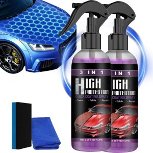 Asorder – Cera de coche multifuncional 3 en 1 agente renovador de revestimiento de cerámica, Nano alta protección de limpieza rápida en aerosol de Asorder – Cera de coche multifuncional 3 en 1 agente renovador de revestimiento de cerámica, Nano alta protección de limpieza rápida en aerosol de