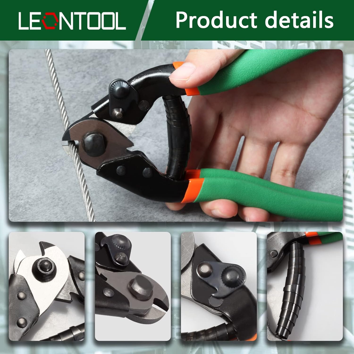 LEONTOOL Cortadores de alambre de acero de 7.5 pulgadas, cortadores de cuerda de alambre de bicicleta, alicates de corte de cable, cortador de freno