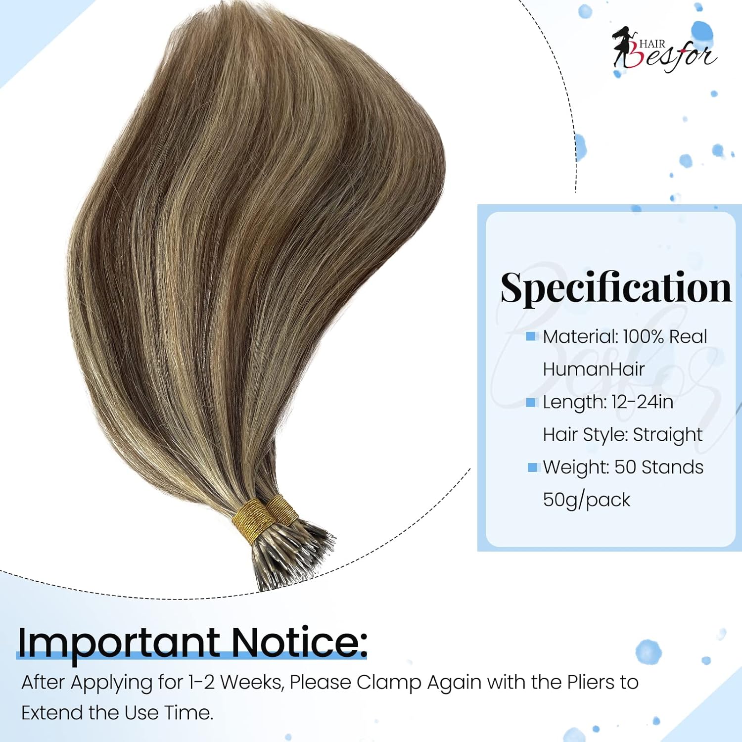 Extensiones de cabello humano con nano cuentas, color degradado, extensiones invisibles de cabello con anillo de micro micro anillo, extensiones de