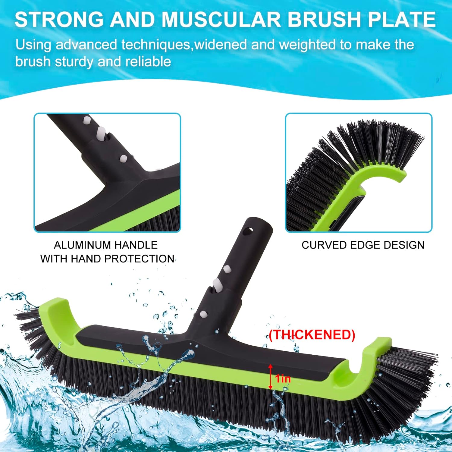 Sepetrel Cabezal de cepillo de piscina mejorado para limpiar paredes de piscina, cepillos de limpieza de piscina resistentes para enterradosobre el