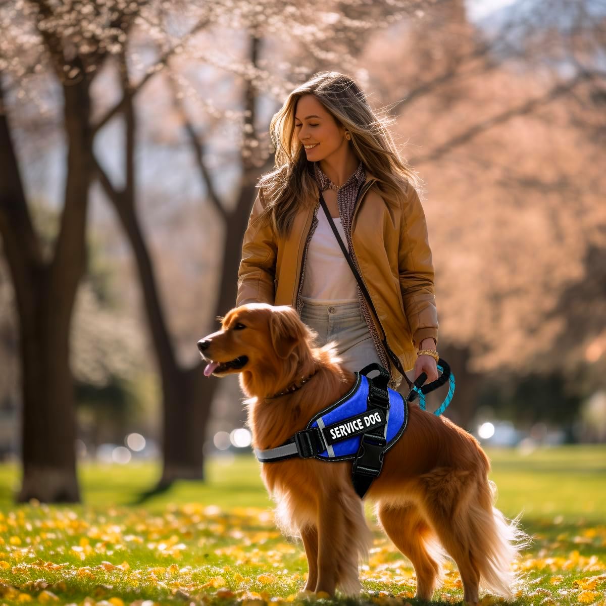 Chaleco de servicio para perro, 9 parches para perros, arnés y correa para perro con asa, arnés de chaleco para mascotas fácil de poner y quitar con