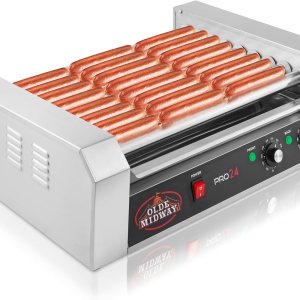 Olde Midway Máquina eléctrica 1200-Watt de la cocina de la parrilla del rodillo del perro caliente 9 del perro caliente 9 – grado comercial Olde Midway Máquina eléctrica 1200-Watt de la cocina de la parrilla del rodillo del perro caliente 9 del perro caliente 9 – grado comercial