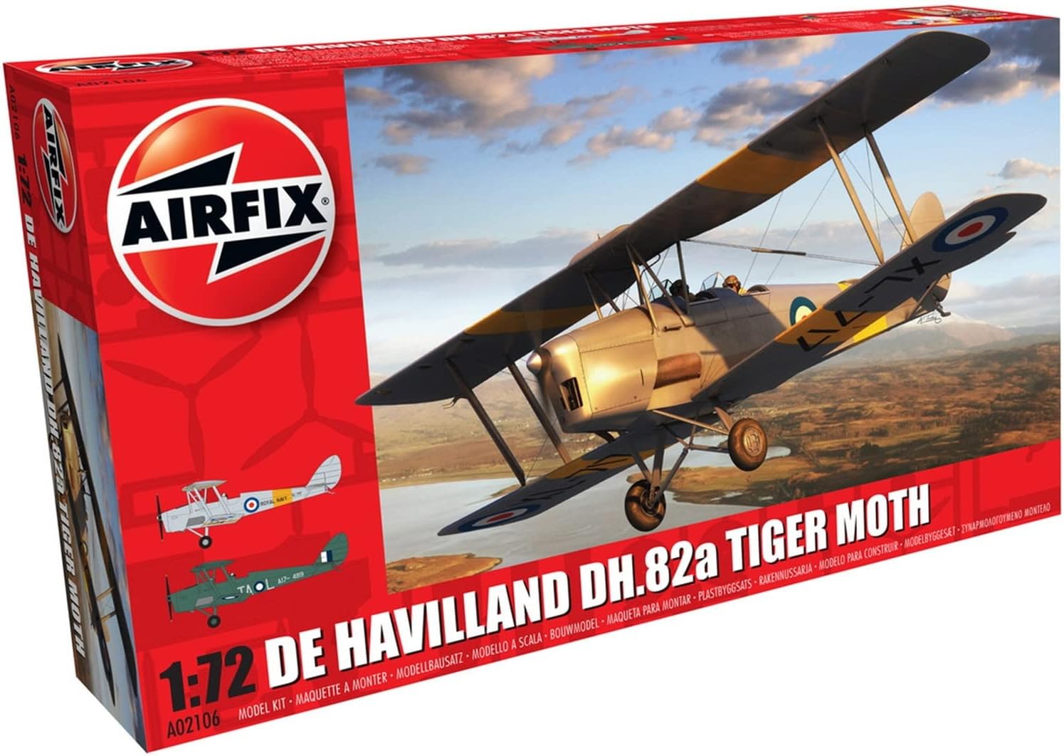 Airfix De Havilland DH.82a Tiger Moth 172 Kit de modelo de plástico de aviación militar A02106