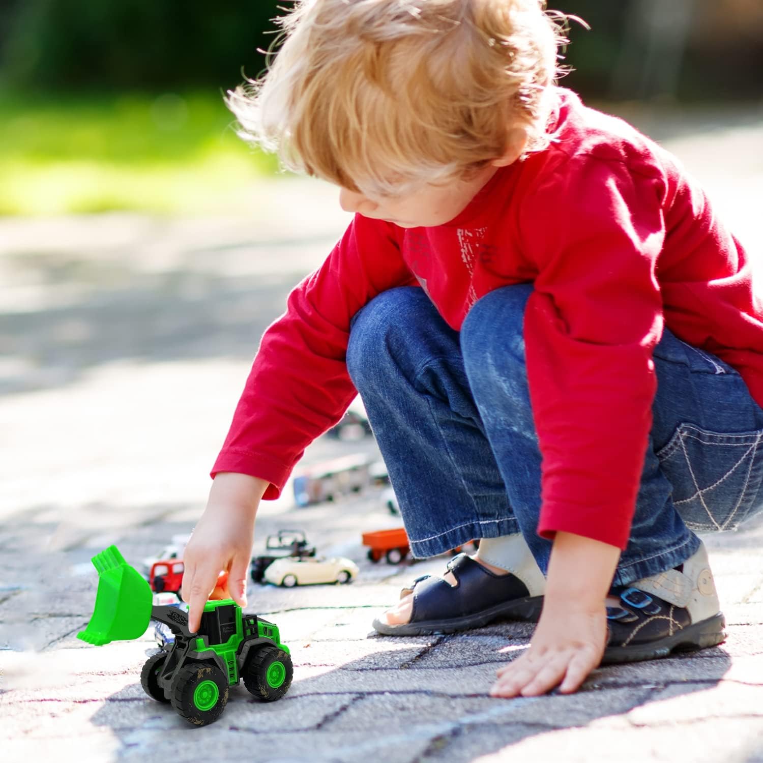 Boersma Juguetes de excavadora para niños de 3 años, automóviles para niños pequeños, camiones, vehículos de construcción para niños, juguetes de